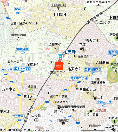 まいばすけっと祐天寺駅前店付近の地図